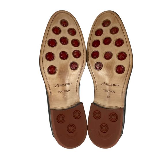 Bacco Bucci Made in Italy Black Perforated Leather Loafers Men's Size 10 - Picture 6 of 13